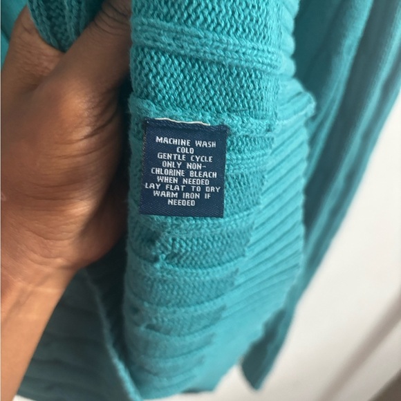 Chaps Sweater Women’s V-Neck Size 3X Teal Green Cable Knit Old Money Preppy - Picture 5 of 5
